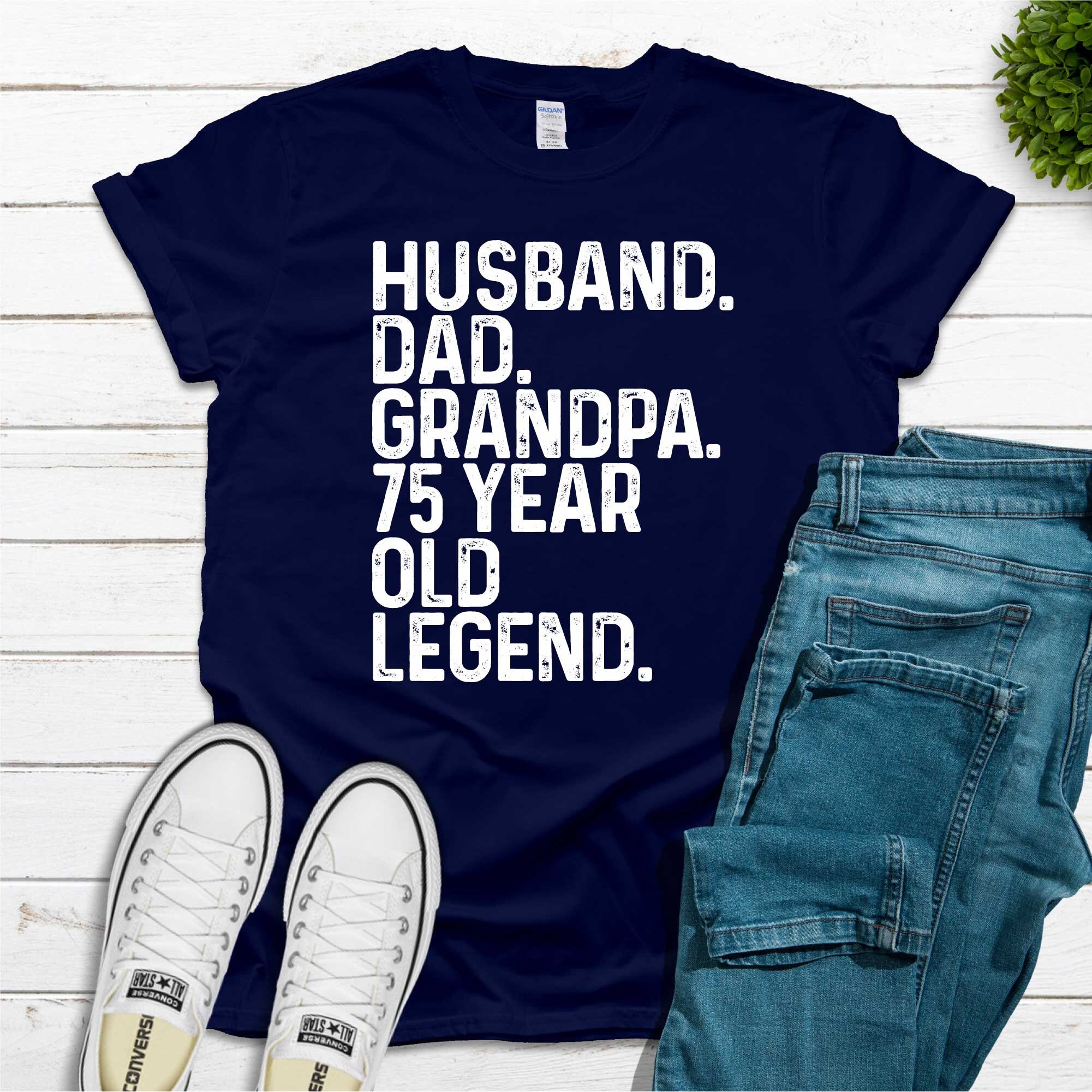 T-shirt 75° Compleanno Blu Cotone - Regalo Originale Per Papà, Uomo, Ragazzo - Design Invent Print!