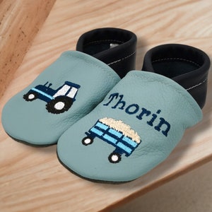 Organic crawling shoes leather slippers personalized tractor