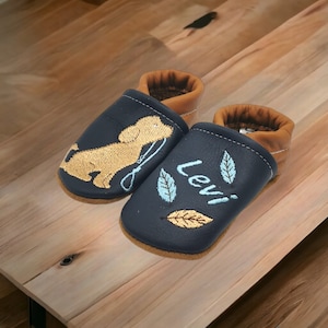 Organic crawling shoes leather slippers personalized dog