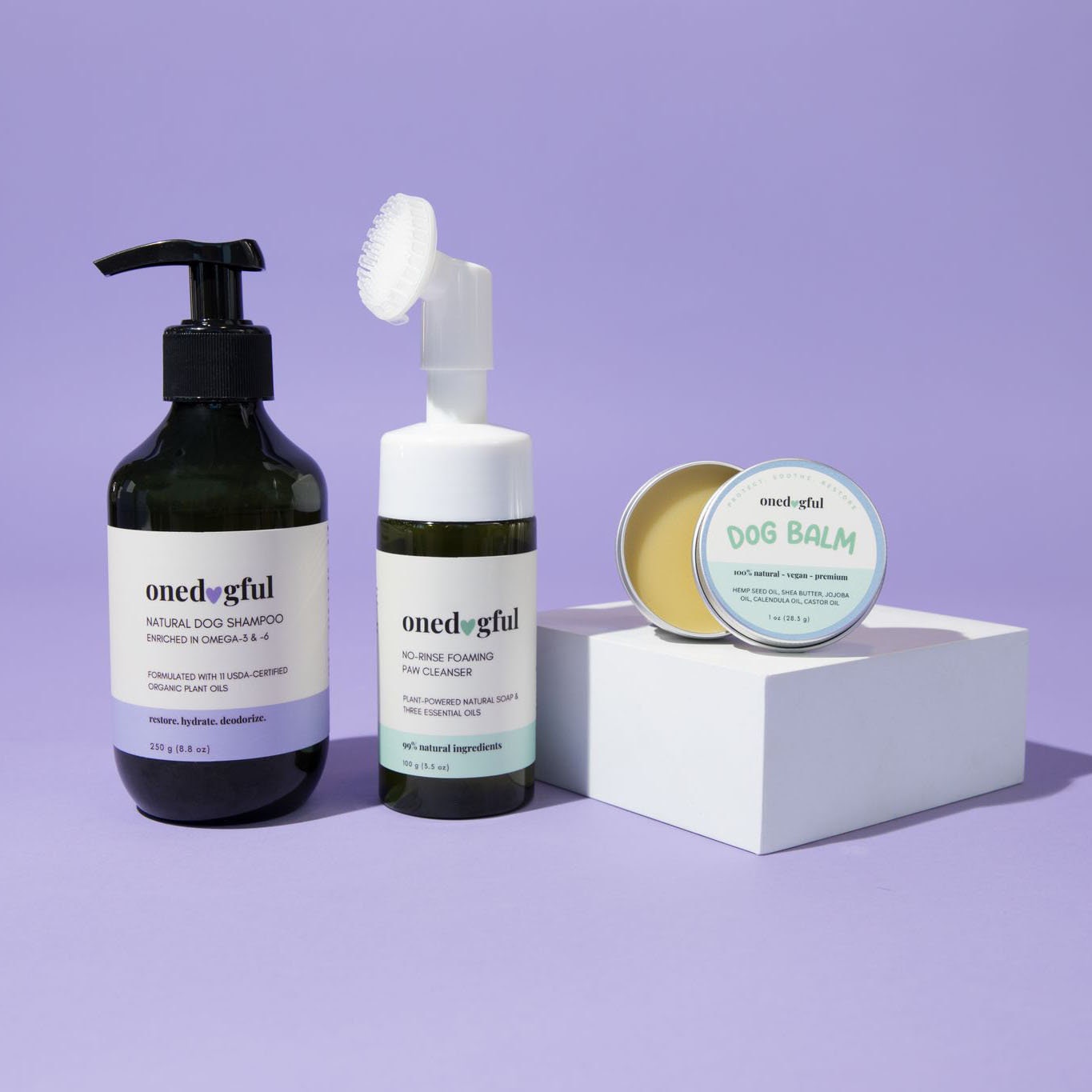 Coat & Paw Care Set for Dogs- Shampoo, Paw cleanser, and Balm