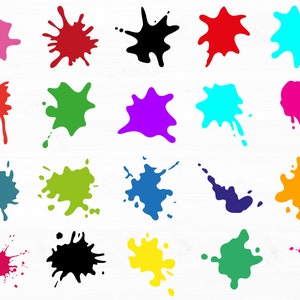 Färgstänk SVG-paket, färgglada bläckstänk (digital nedladdning)