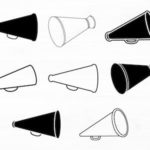 Cheer Megaphone Svg Bundle Cheer Megaphone Cutout Clipart Cheerleading Megaphone Svg Cheerleader Megaphone Silhouette and Outline