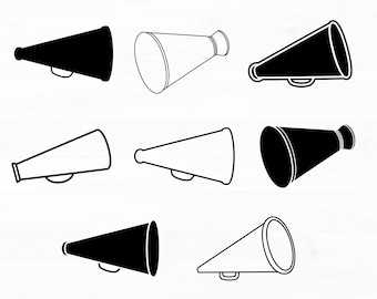 Cheer Megaphone Svg Bundle Cheer Megaphone Cutout Clipart Cheerleading Megaphone Svg Cheerleader Megaphone Silhouette and Outline