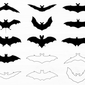 Halloween Bats Svg Bundle Bat Svg Pliki Halloween Bats Clipart Bat Cutouts Bat Silhouette Bat Outline Svg Pliki dla Cricut