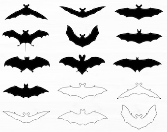 Halloween Bats Svg Bundle Bat Svg Pliki Halloween Bats Clipart Bat Cutouts Bat Silhouette Bat Outline Svg Pliki dla Cricut