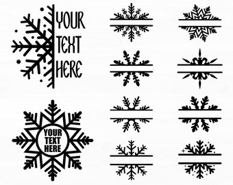 Snowflake Monogram Svg Bundle Split Snowflakes Monogram Frame Christmas Name Frame Svg Snowflake Frame Svg Cut File For Cricut