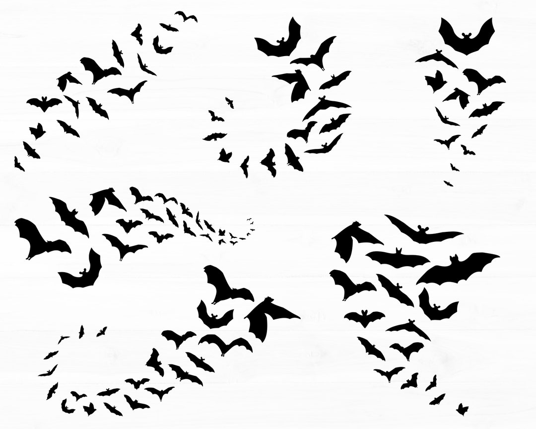 Bat Swarm Svg Png Flying Bats Svg Halloween Bats Svg Swarm of Bats Svg