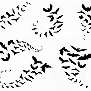 May include: A black and white image of a swirling pattern of bats. The bats are all facing the same direction and are arranged in a spiral pattern.