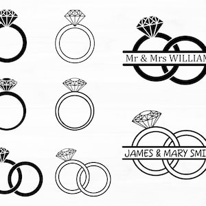 ダイヤモンド リング SVG バンドル 婚約指輪 SVG デザイン 結婚指輪 SVG ファイル 新郎新婦の指輪 SVG ウェディング クリップアート SVG カット ファイル