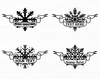 Snowflake Monogram Svg Bundle Snowflake Name Frame Banner Snowflake Svg Files For Cricut Split Snowflake Svg Christmas Name Frame Svg