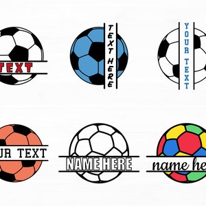 名前付きサッカーボール SVG 分割フレーム サッカーボール バンドル 名前付きサッカーボール SVG フレーム サッカー SVG サッカーボール カットアウト デジタル ダウンロード