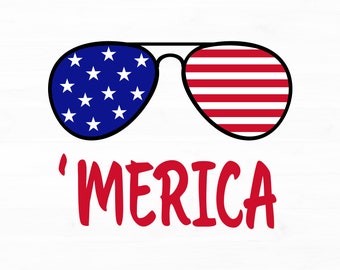Merica Svg Independence Day Svg 4th of July Svg Merica Sunglasses Svg Merica Clipart Fourth of July Svg Instant Download