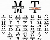 Split Monogram Alphabet Split Monogram Letters Svg Split Monogram Letter Split Monogram Png Monogram Svg Bundle Family Name Monogram