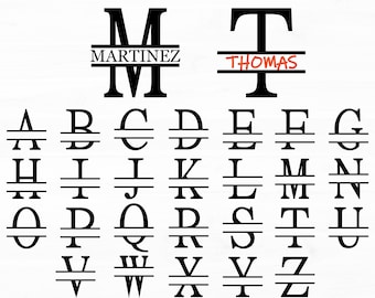 Split Monogram Alphabet Split Monogram Letters Svg Split Monogram Letter Split Monogram Png Monogram Svg Bundle Family Name Monogram