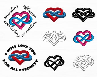Infinito Corazón Svg Paquete Infinito Amor Símbolo Infinito Corazón Svg Amor Eterno Svg Cricut Cortar Archivos San Valentín Boda Svg
