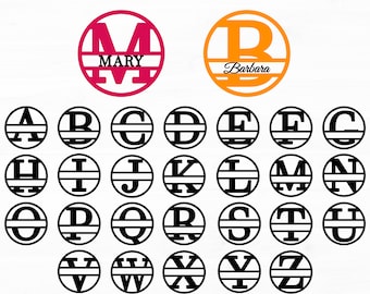 Split Monogram Letters Svg Png Split Monogram Alphabet Keychain Svg Round Split Letter Monogram Svg Monogram Cutout