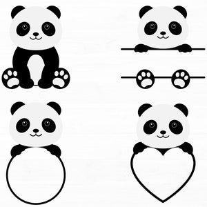 Panda svg Bundle Panda Name Label svg Baby Panda sv Panda Kreis Split Monogramm Baby Tier svg niedlicher Panda svg Png Instant Download