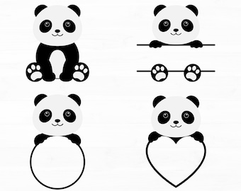 Panda Svg Bundle Panda Name Label Svg Baby Panda Svg Panda  Circle Split Monogram Baby Animal Svg Cute Panda Svg Png Instant Download