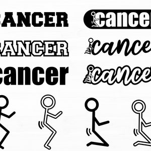 F Câncer Svg Fck Câncer F It Decalque Stickman It Svg Stick Figura Consciência do Câncer Svg Lutador do Câncer Incentivo Impressões Digitais