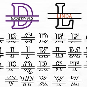 Split Monogram Svg Hollow Letters Monogram Split Letters Svg Monogram Svg Designs Split Monogram Alphabet Svg