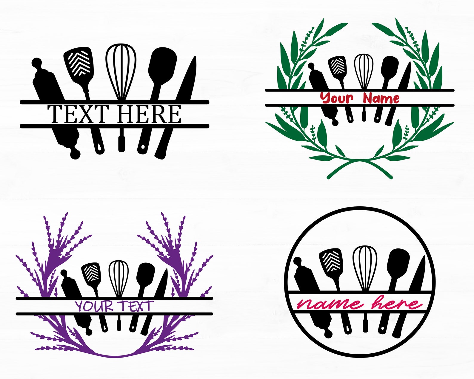 Cooking Split Frame Kitchen Utensils Split Frame Svg Bundle Cooking Apron Svg Design ...