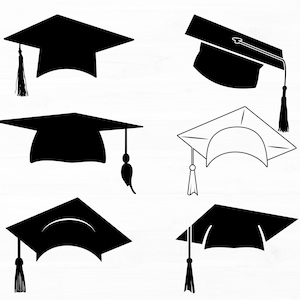 Chapéu de formatura Svg Pacote de bonés de graduação Pacote de seis turmas de 2023 Svg Graduação DIY Material de presente Boné de graduação Silhueta Chapéu de formatura Svg