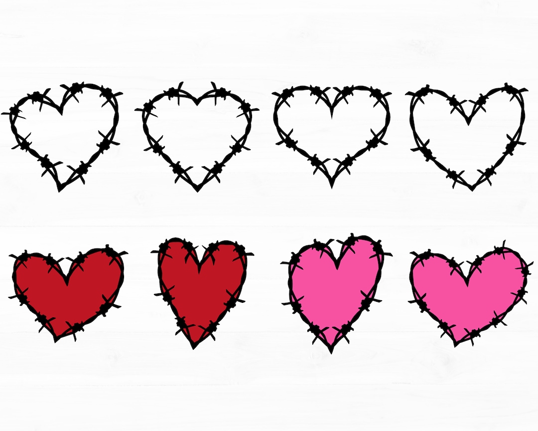 Barbed Wire Heart Svg Bundle Barbed Wire Silhouette Hearts Heart Svg ...