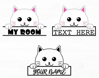 Cat Svg Peeking Cat Svg Cute Cat Svg Cat Svg Cricut Cat Svg Designs Cute Cat With a Writing Frame Instant Download