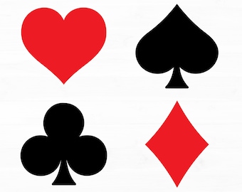 Semi delle carte da gioco in formato SVG: Fiori, Quadri, Cuori, Picche (Download digitale)