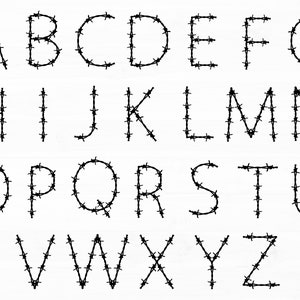 Letras de arame farpado Monograma Alfabeto Svg Pacote Monograma Letras SVG Monograma Svg Fontes Monograma Letras do Alfabeto
