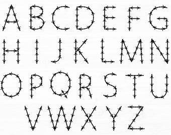 Barbed Wire Letters Monogram Alphabet Svg Bundle Monogram Letters SVG Monogram Svg Fonts Monogram Alphabet Letters