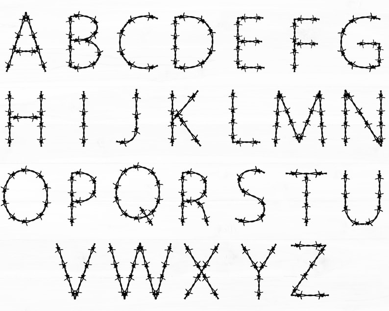 Barbed Wire Letters Monogram Alphabet Svg Bundle Monogram Letters SVG