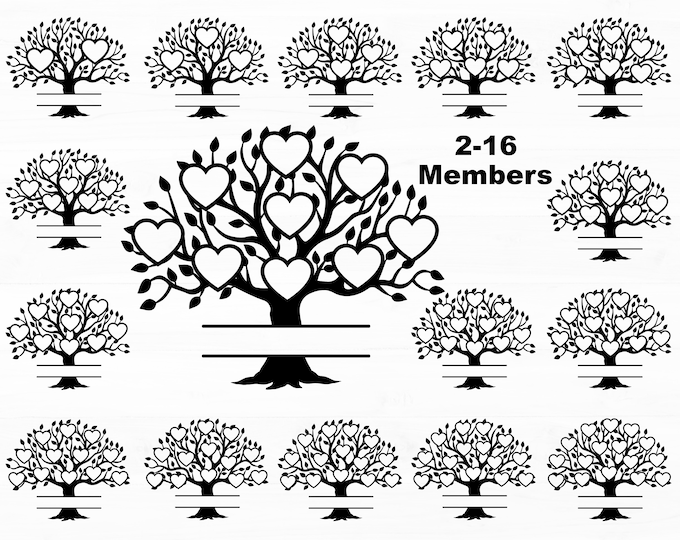 Family Tree SVG Bundle: Heart Clipart, Cricut & Silhouette Cut Files ...