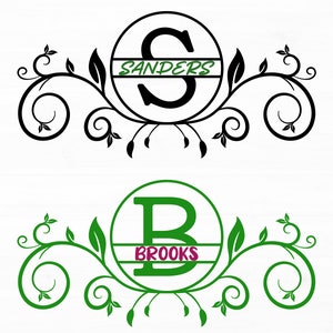 Monogram Svg Bundle Split Letter Monogram Svg Fancy Monogram Svg Split Name Frame Family Name Monogram Svg Alphabet Svg Png Digital Download