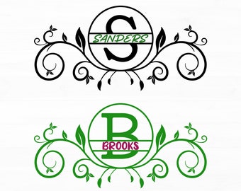 Monogram Svg Bundle Split Letter Monogram Svg Fancy Monogram Svg Split Name Frame Family Name Monogram Svg Alphabet Svg Png Digital Download