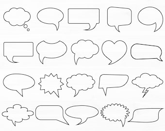 Speech Bubble SVG Clipart, Text and Word Bubbles (Digital Download)