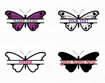 Butterfly Svg Butterfly Split Monogram Svg Naam Frame Svg Gelaagde Butterfly Svg Butterfly Silhouet Svg Svg Bestanden voor Cricut