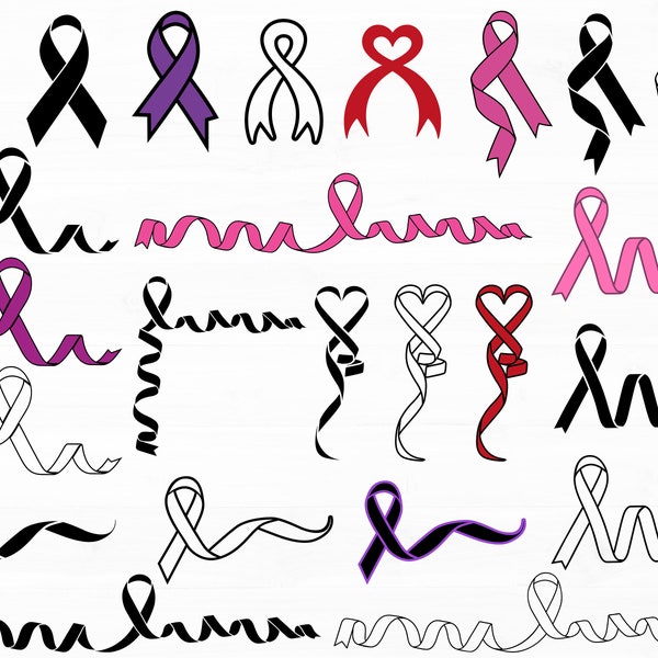 Ribbon Svg Bundle Awareness Ribbon Svg Bundle Cancer Awareness Ribbon Svg Ribbon Heart Svg Svg Files For Cricut