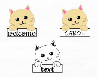 Cat Svg Cute Kitty Svg Peeking Cat Svg Cute Kitten Svg Cat Svg Cricut Cat Svg Designs Cute Kitty With a Writing Frame Cute Kitty Png