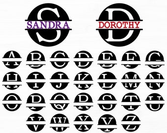 Split Monogram Svg Split Letter Svg Cricut Font Svg Files Split Alphabet Letters Svg Monogram Letters Svg