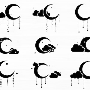 Mond Sterne Wolken SVG Bundle Mond Vektor Design Mond Sterne Clipart Mond Sterne SVG Mond SVG Bundle