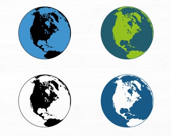 North America Centered Earth Globe Svg Bundle Layered Earth Svg Planet Earth Clipart Earth Day Svg Design