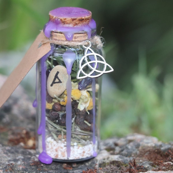 Protection foyer - Fiole d'intention - Spell Jar - Amulette - Talisman - Plantes, sel et cristaux