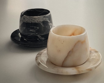 High-quality marble espresso cup with a minimalist design / coffee cup made from 100% marble