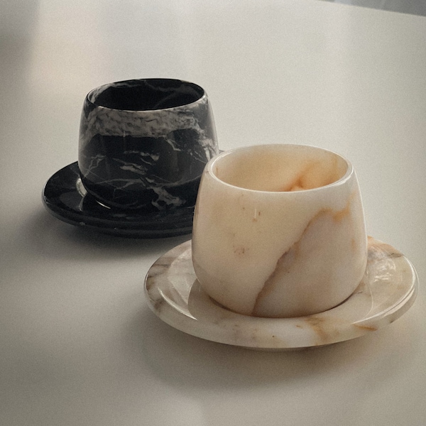 High-quality marble espresso cup with a minimalist design / coffee cup made from 100% marble