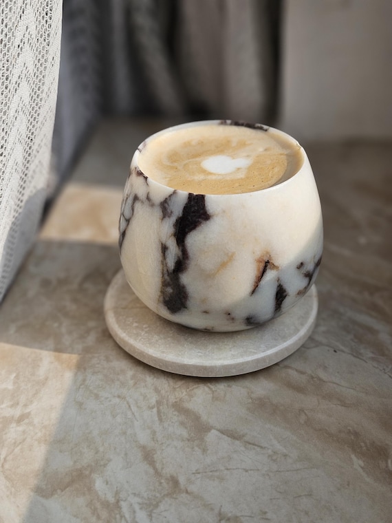 Hochwertige Marmor Cappuccinotasse mit minimalistischem Design / Kaffeetasse aus 100% Marmor