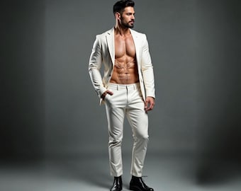 Handmade White Sheepskin Leather Pants – Slim Fit Formal Trousers
