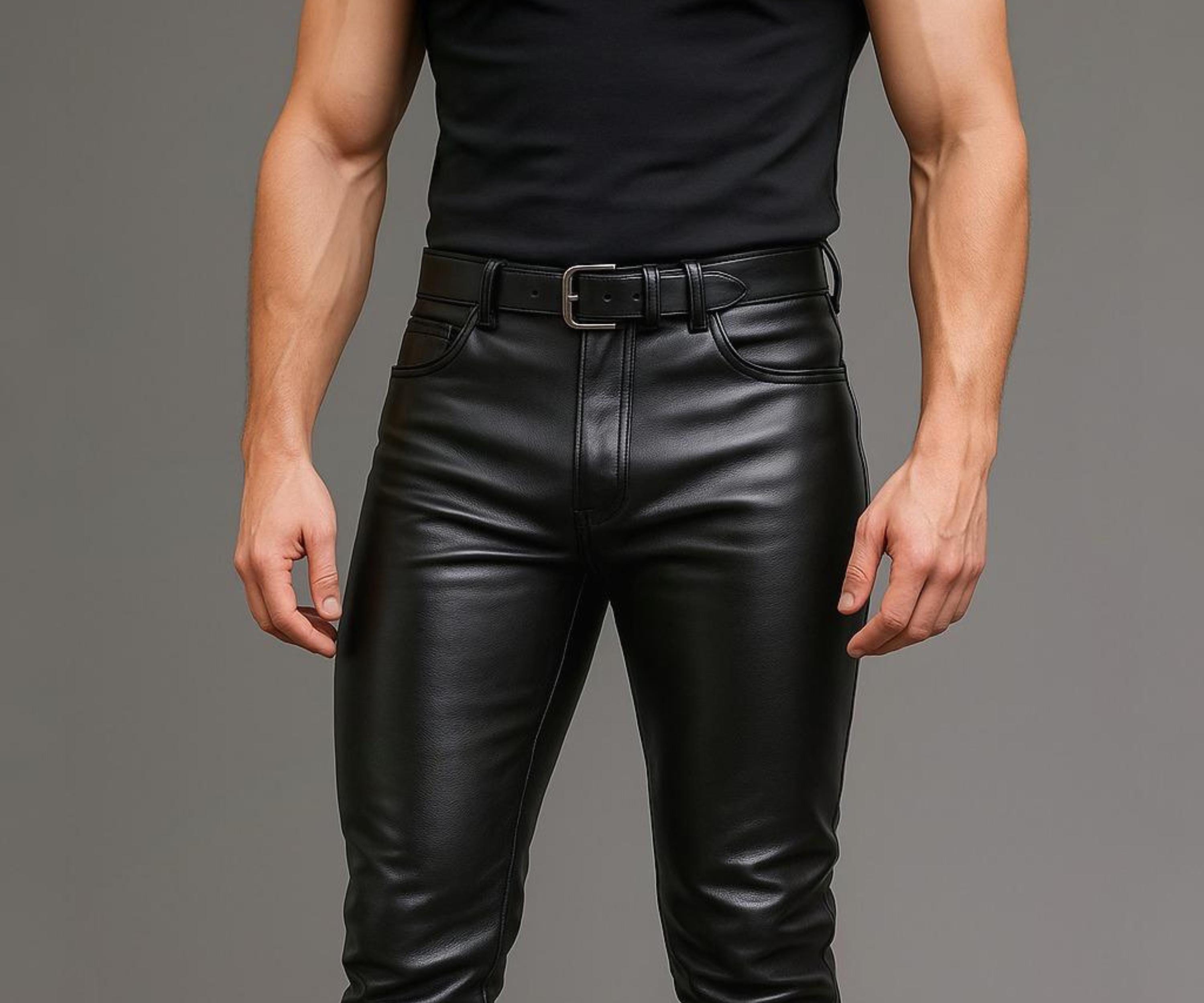 パンツ 2000's Paul Smith leather pants y2k punk Mens Faux Leather Pants Plus Size Vintage Gothic Steampunk