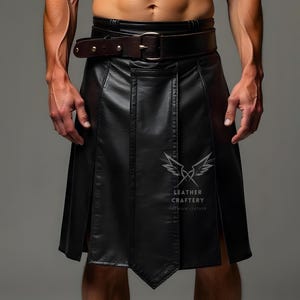 Handmade Genuine Leather Gladiator Kilt - Gothic Steampunk Leather Kilt - LARP Warrior Kilt - Cosplay Festival Leather Costume Kilt
