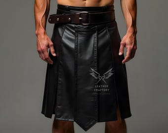 Handgemaakte gladiatorkilt van echt leer – Steampunk LARP-kostuum